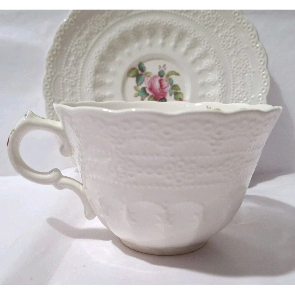 VTG Spode Copeland Billingsley Teacup And Saucer Billingsley Rose Old Stamp **